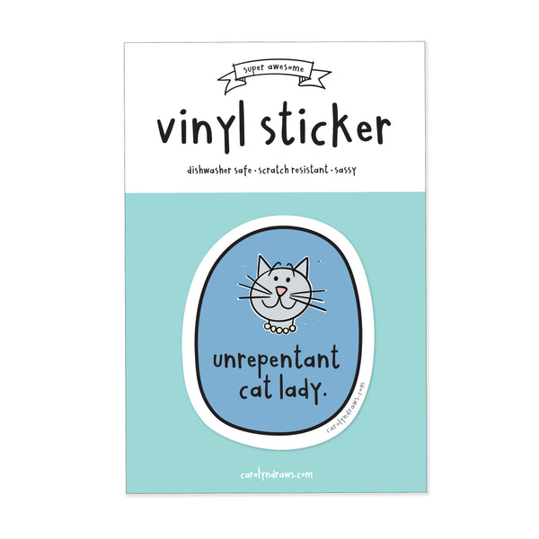 WS Unrepentant Cat Lady Vinyl Sticker