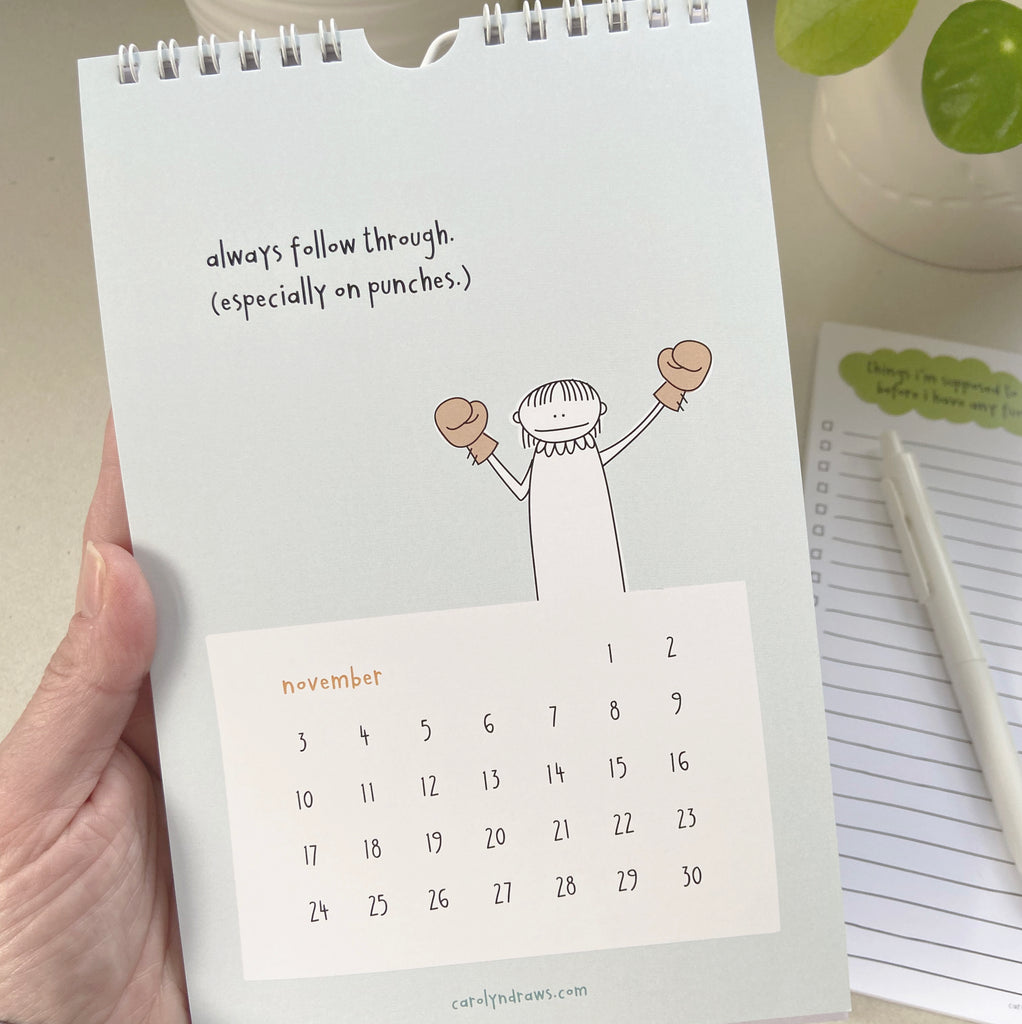 NEW Life Hacks for Aspiring Grown Ups 2025 Wall Calendar carolyndraws