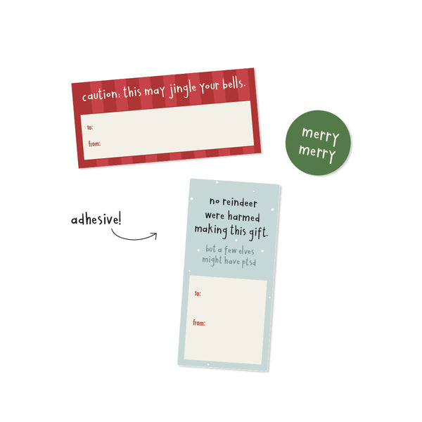 Adhesive Holiday Gift Tag Sticker Sheet (set of 2 sheets)