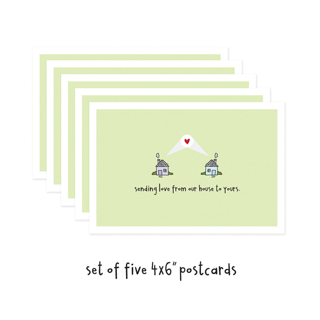 Set of 5 Sending Love From Our House to Yours Social Distancing Postcards