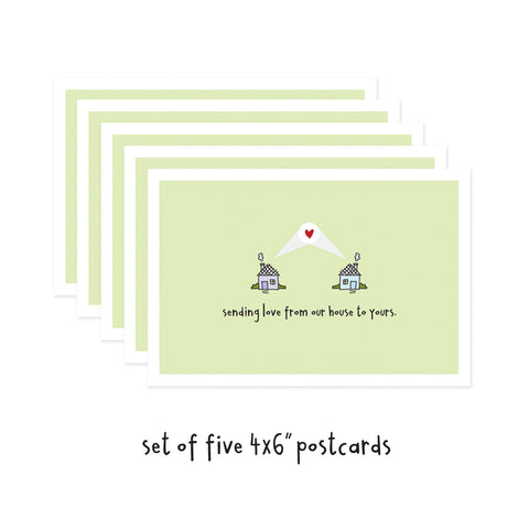 Set of 5 Sending Love From Our House to Yours Social Distancing Postcards