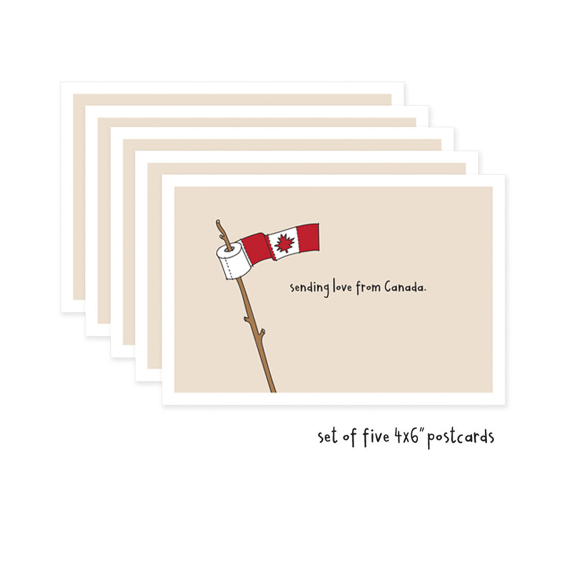 Set of 5 Sending Love From Canada Social Distancing Postcards
