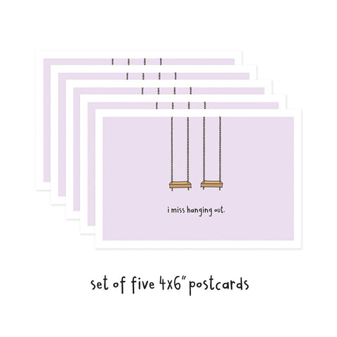 Set of 5 I Miss Hanging Out Social Distancing Postcards