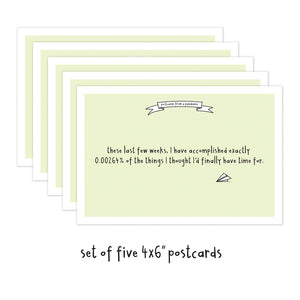 Set of 5 Things I Thought I'd Have Time For Social Distancing Postcards