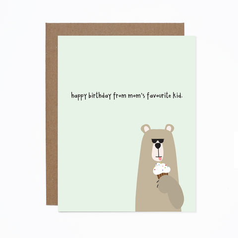 Mom's Favourite Kid Birthday card