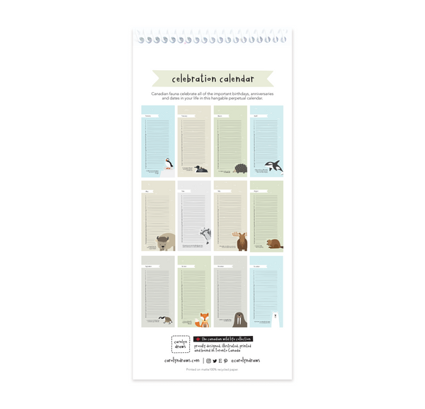 WS Canadian Wild Life Birthday Calendar