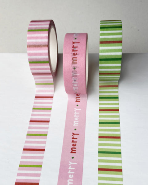 Green Stripes Christmas + Holiday Washi Tape