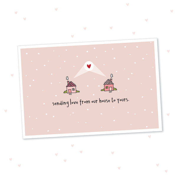 VALENTINES DAY Set of 5 Sending Love Social Distancing Postcards